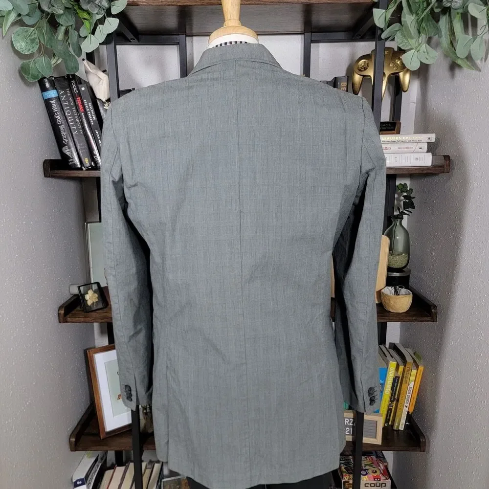 Express Men's Sport Coat‎ Blazer Two Button Gray Plaid Cotton Size 42L
